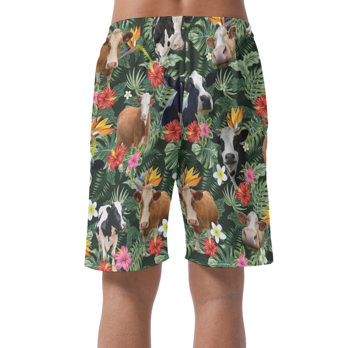 Tropical Cow Hawaiian Beach Shorts For Men