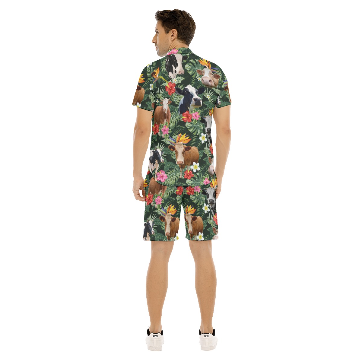 Funny Cow Tropical Aloha Shirt And Shorts For Men