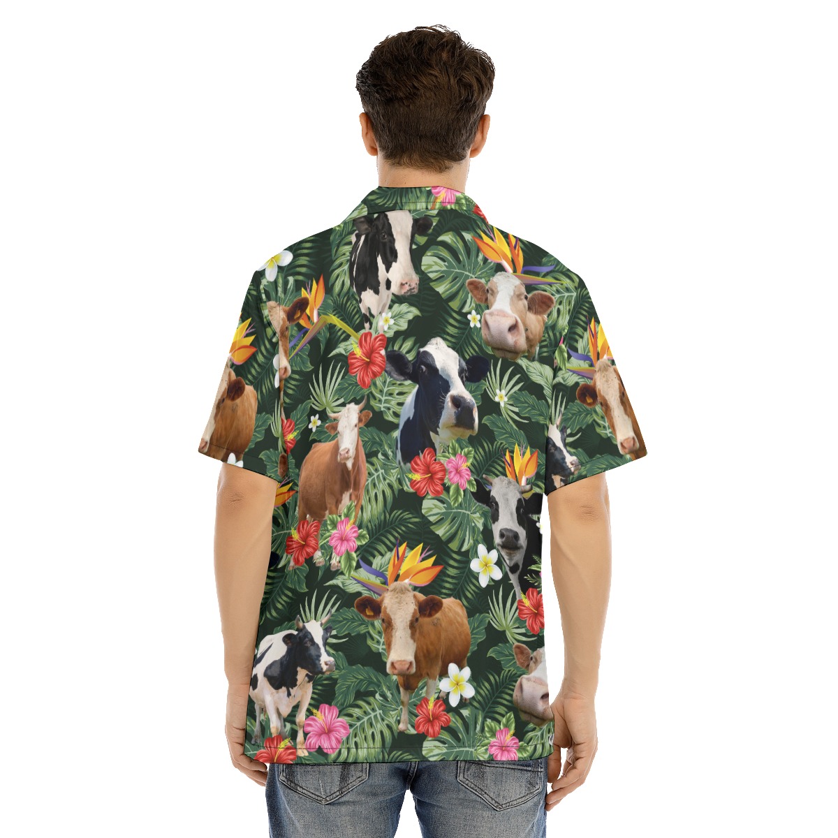 Floral Cow Hawaiian Shirt For Men