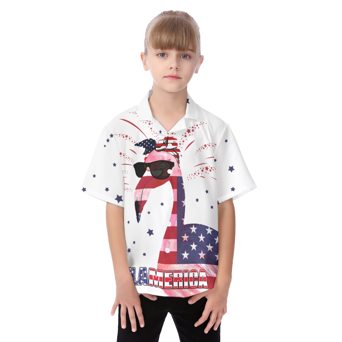 Happy 4th Of July Flamingo Hawaiian Shirt For Kids - variant image 1