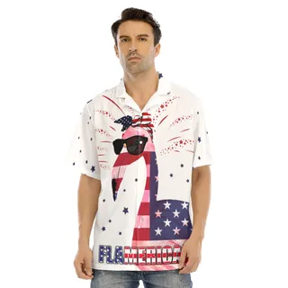 American Flag Flamingo Hawaiian Shirt