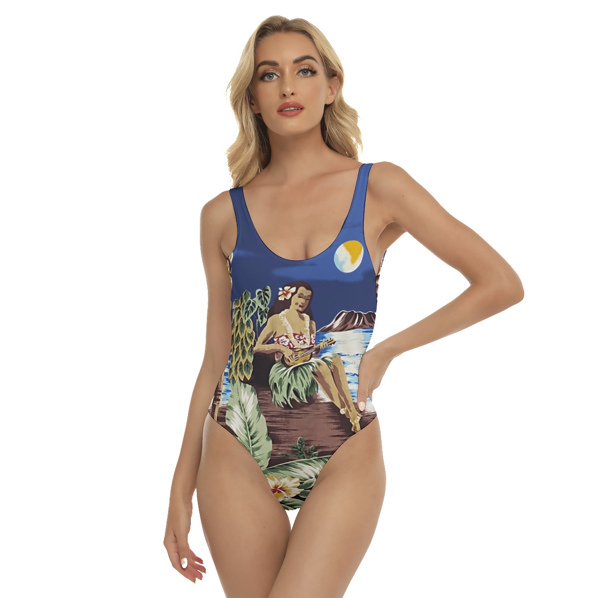 Sexy Hula Girl Blue One Piece Swimsuit For Women - variant image 1