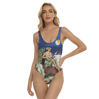 Sexy Hula Girl Blue One Piece Swimsuit For Women