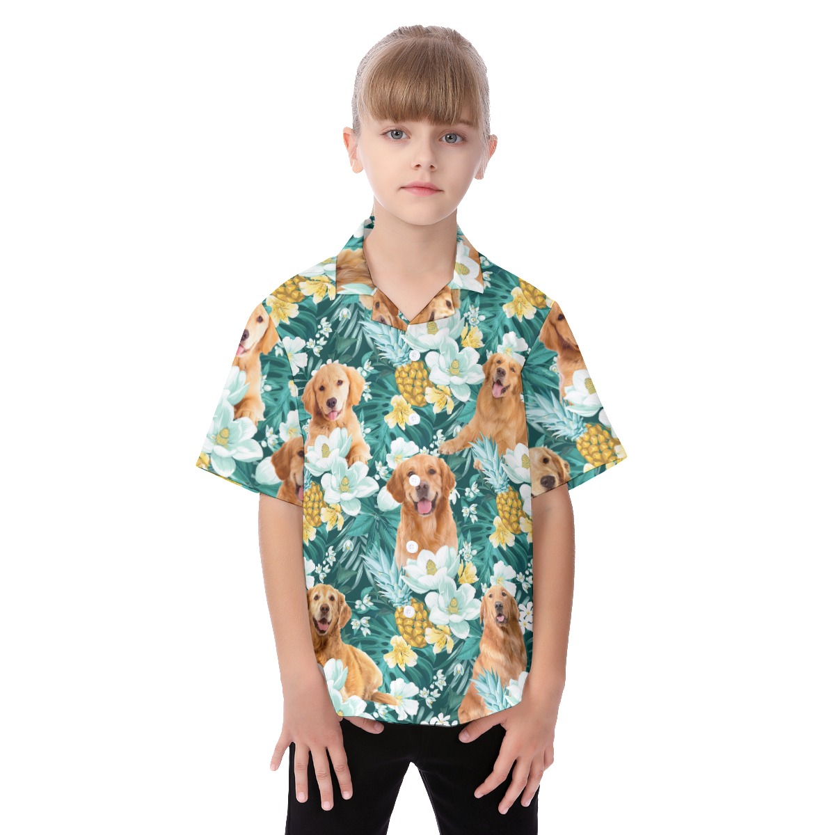 Golden Retriever Tropical Shirt For Kids - variant image 1