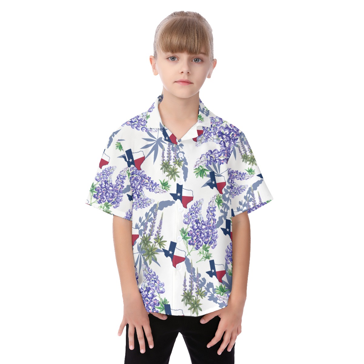 Floral Texas Aloha Shirt For Kids - variant image 1