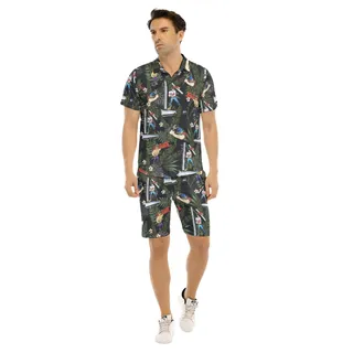 Set Construction Summer Hawaiian Shirt And Shorts For Men