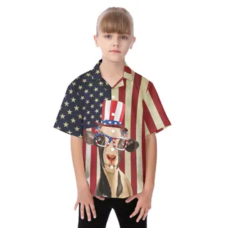 Goat 4th Of July Patriotic Hawaiian Shirt For Kids