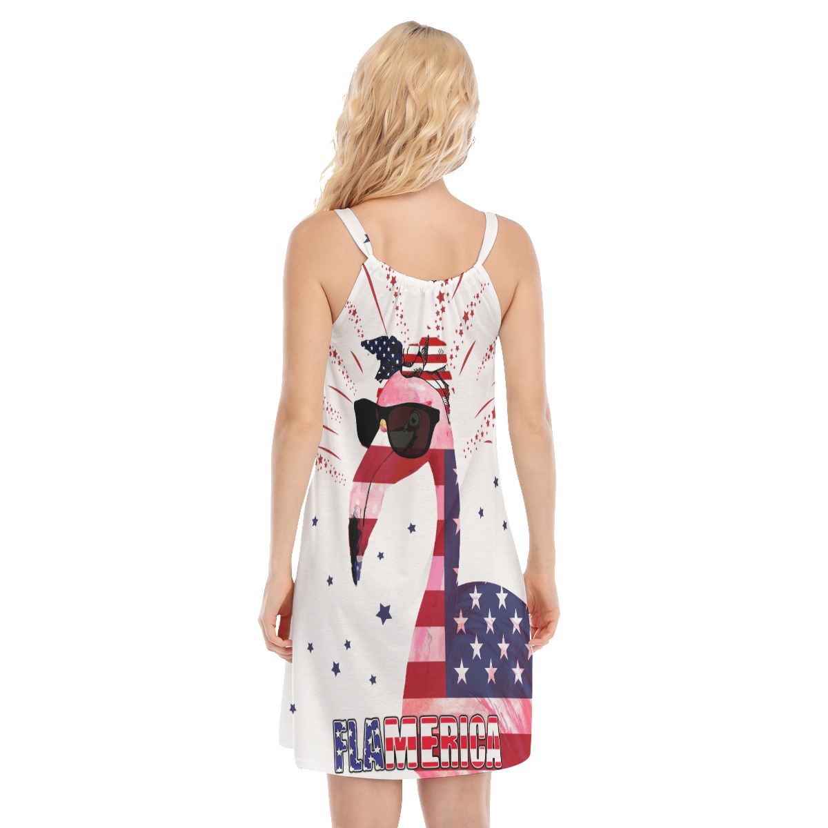 Flamingo American Flag Pattern Dress Hawaiian Outfit