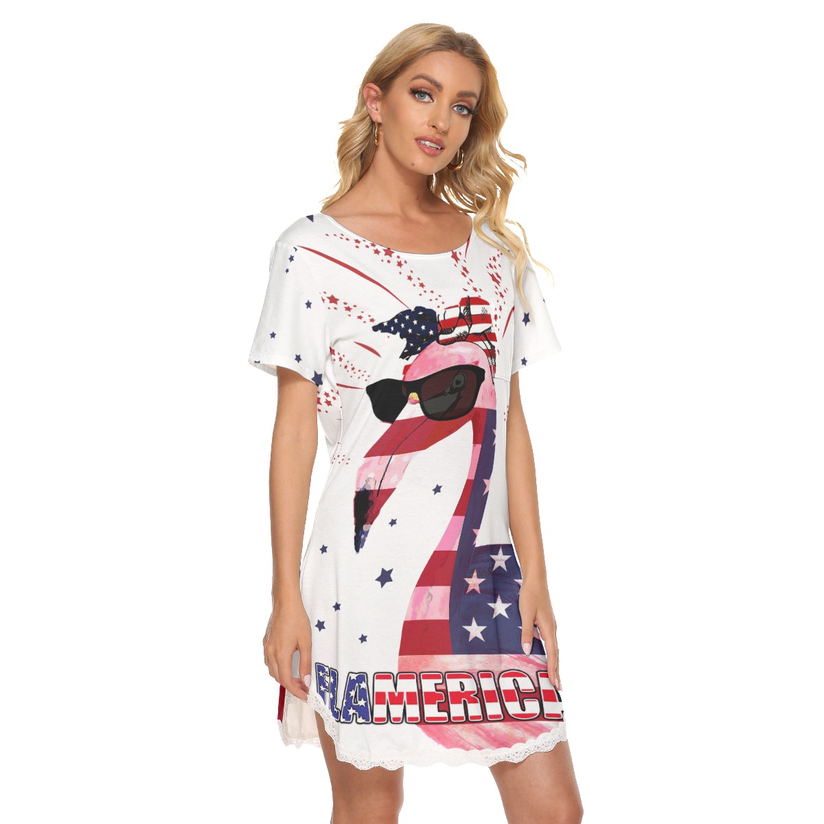 Flamingo 4th Of July Aloha Dress For Summer