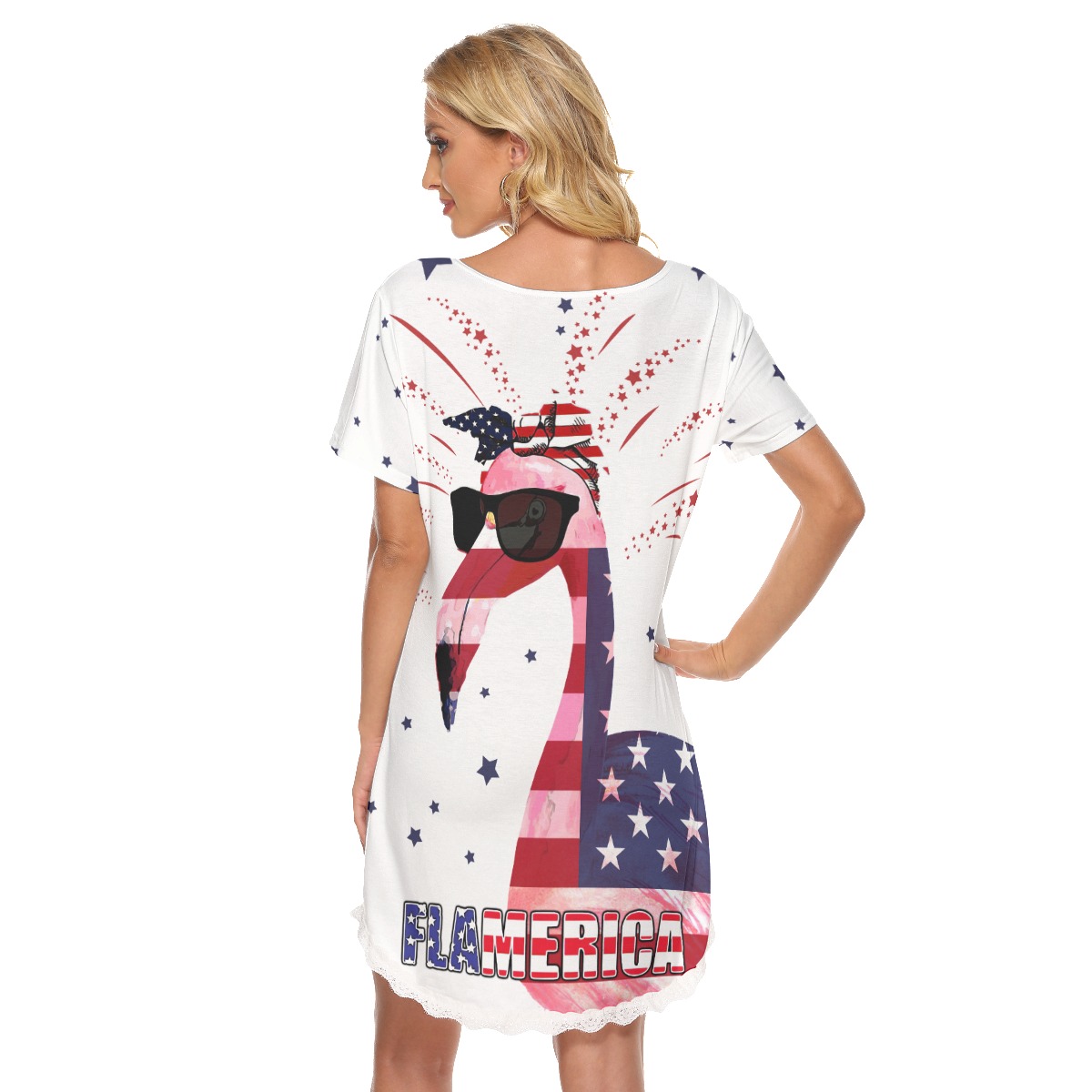 Flamingo 4th Of July Aloha Dress For Summer