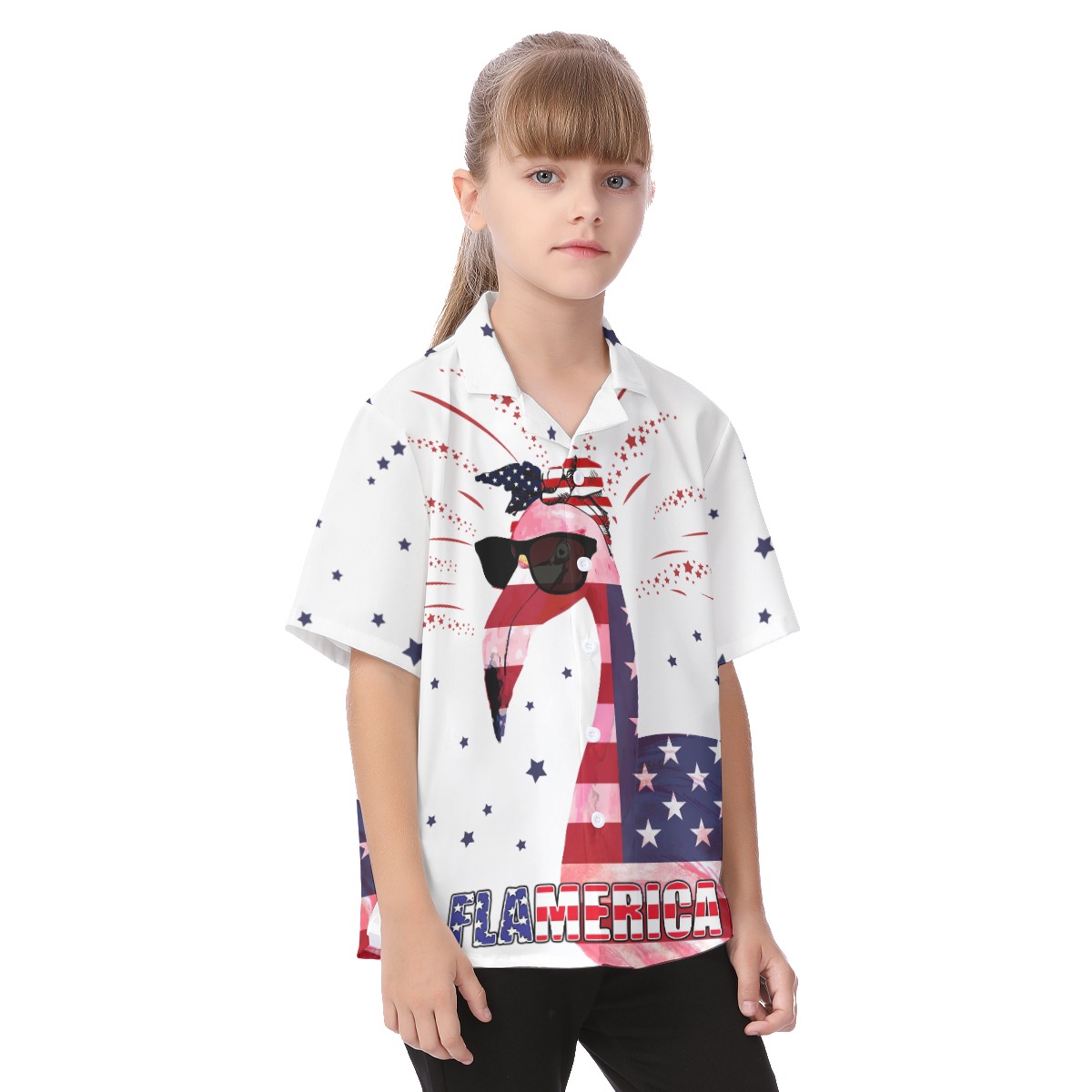 Happy 4th Of July Flamingo Hawaiian Shirt For Kids