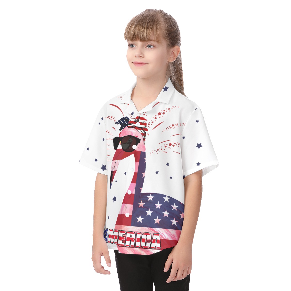 Happy 4th Of July Flamingo Hawaiian Shirt For Kids