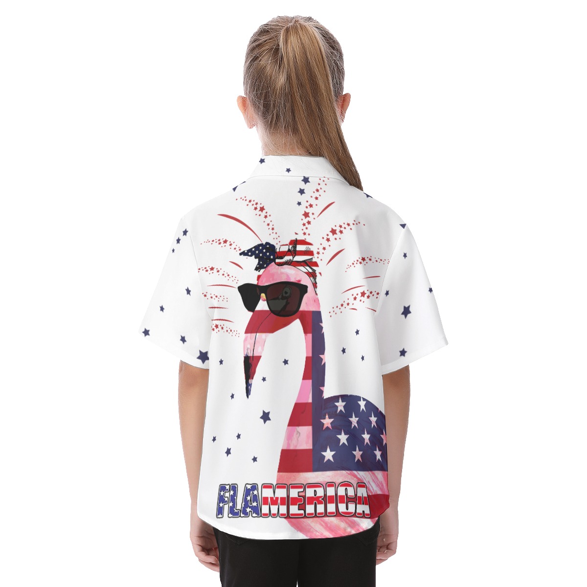 Happy 4th Of July Flamingo Hawaiian Shirt For Kids