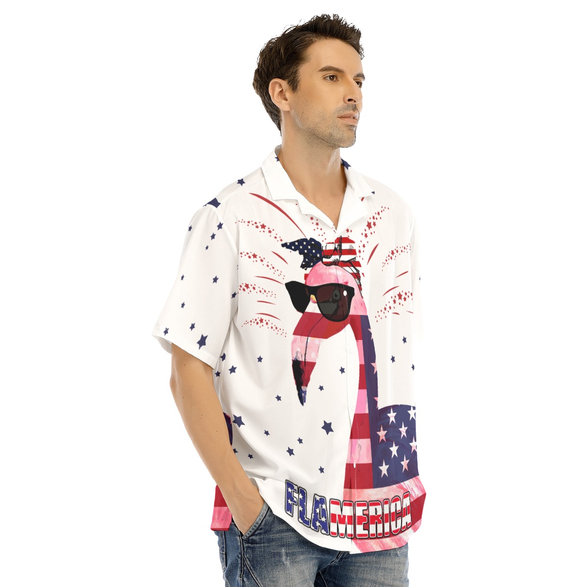 American Flag Flamingo Hawaiian Shirt