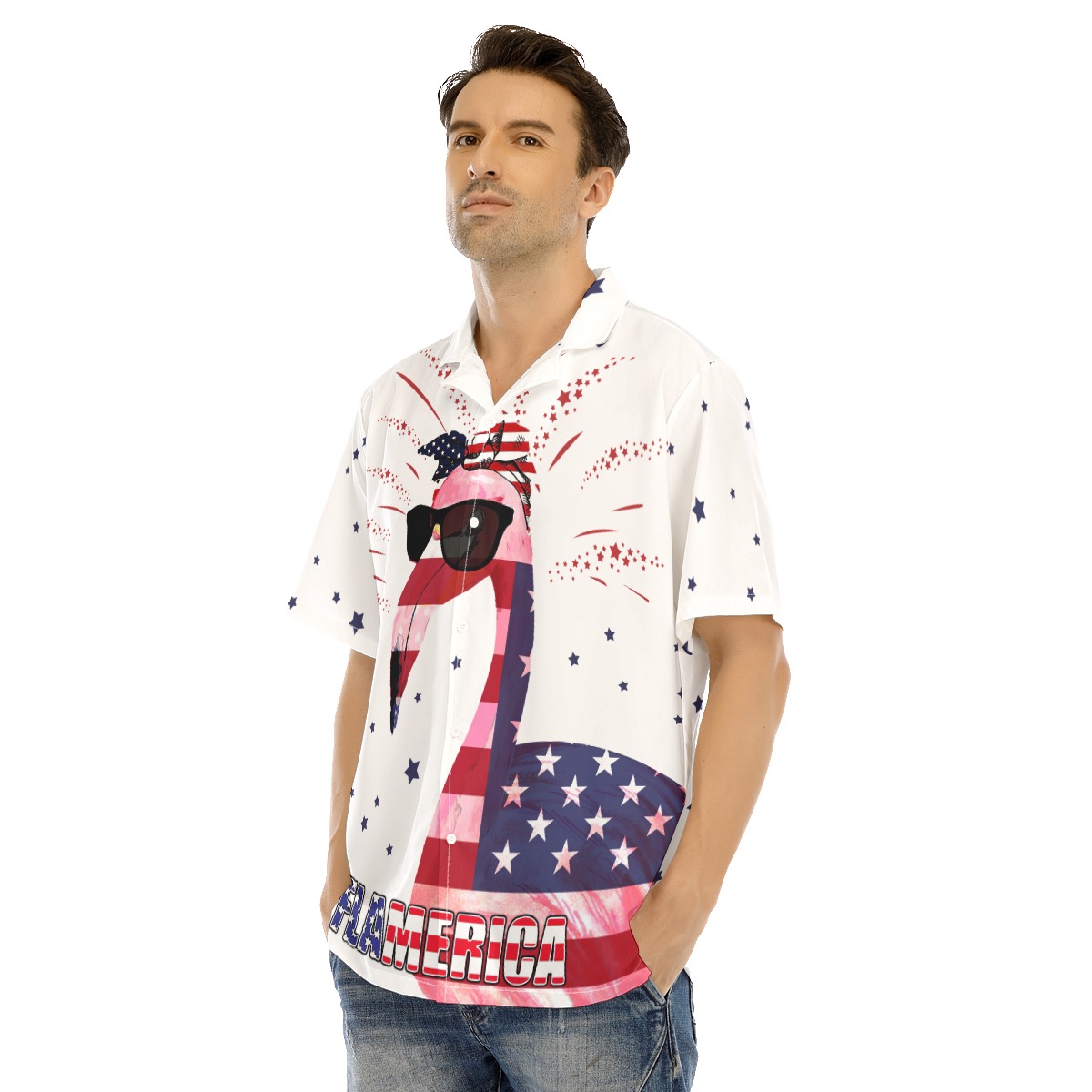 American Flag Flamingo Hawaiian Shirt