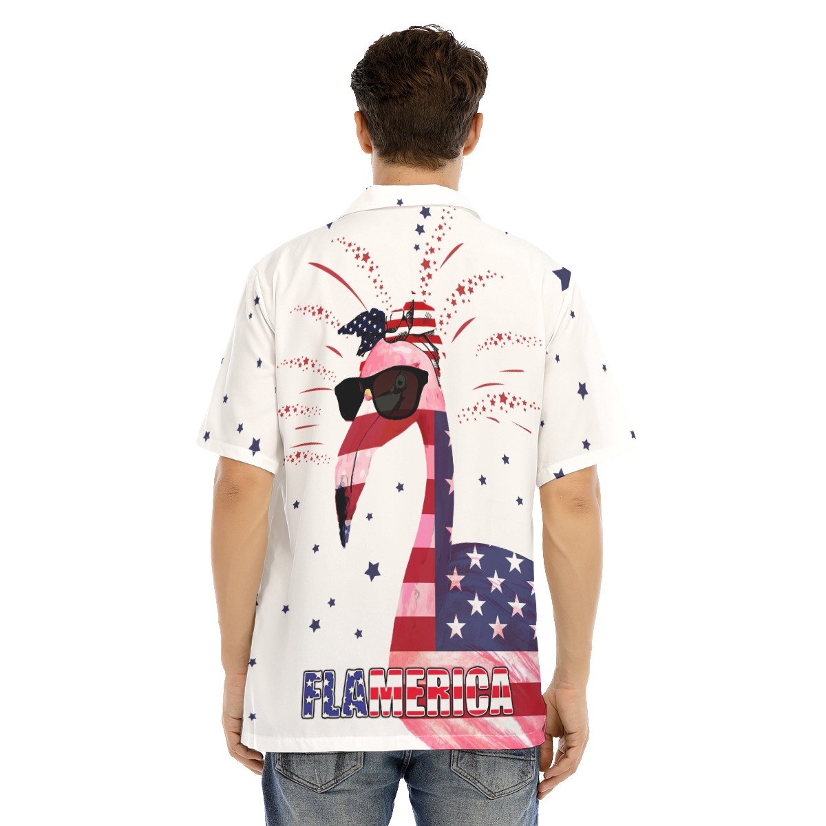 American Flag Flamingo Hawaiian Shirt