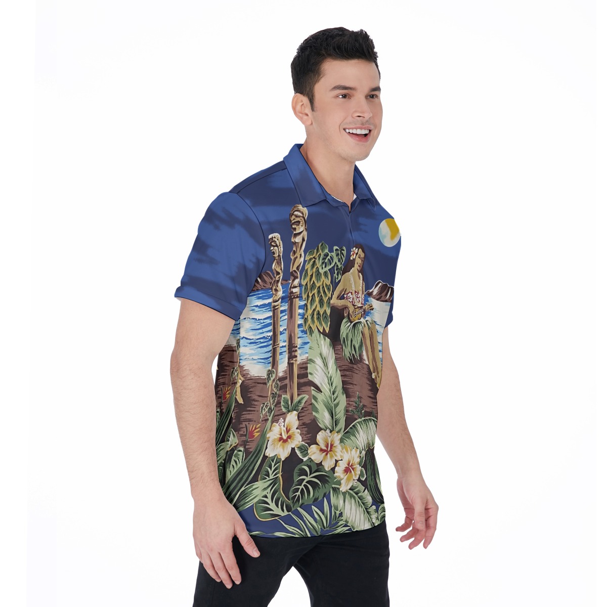 Hula Girl Blue Hawaiian Polo Shirt