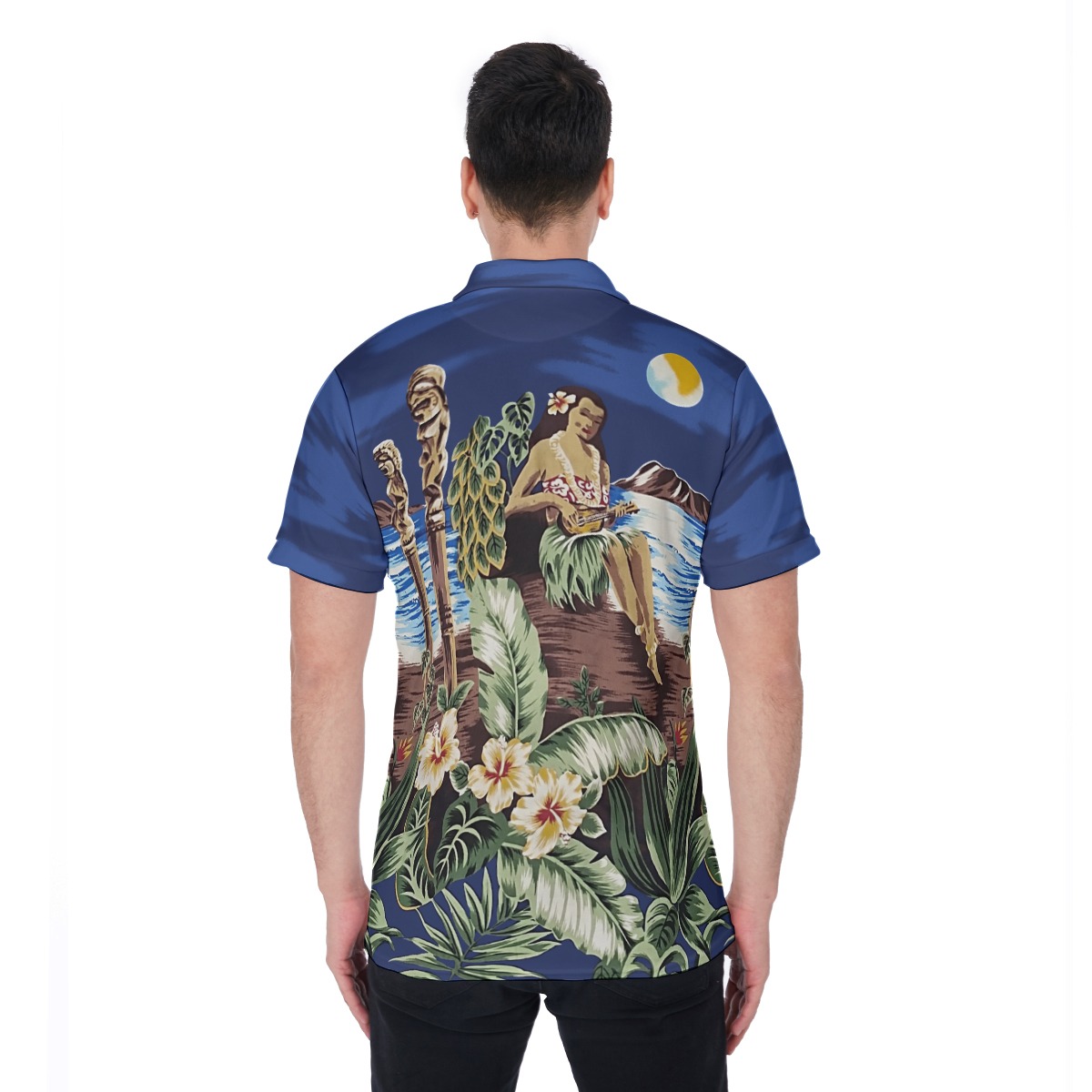 Hula Girl Blue Hawaiian Polo Shirt