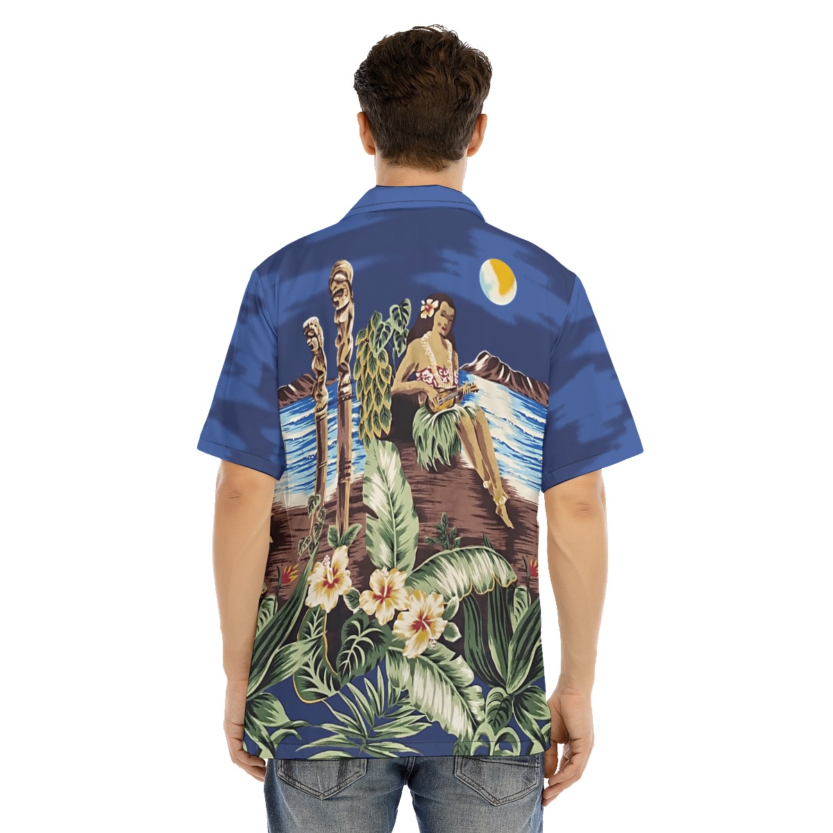 Blue Hula Girl Hawaiian Shirt For Men