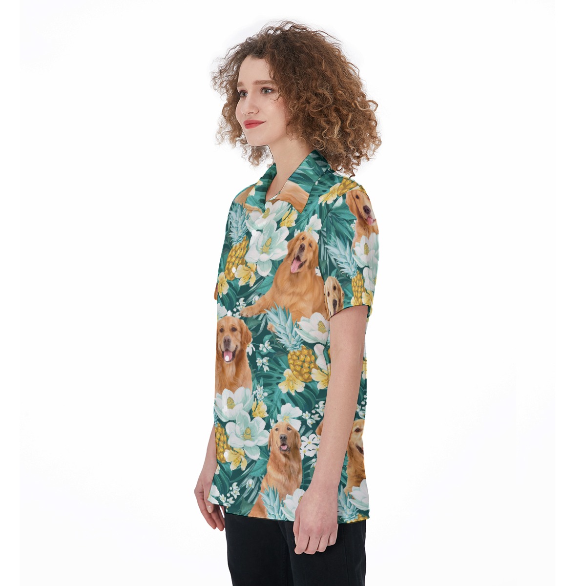 Golden Retriever Tropical Hawaiian Shirt For Women