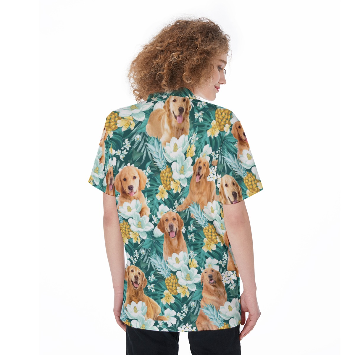 Golden Retriever Tropical Hawaiian Shirt For Women