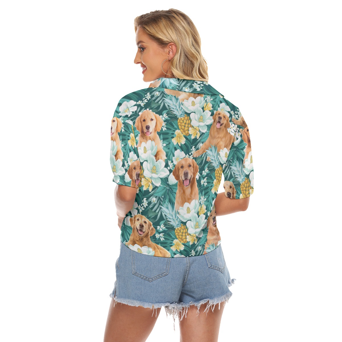 Golden Retriever Hawaiian Crop Top For Women
