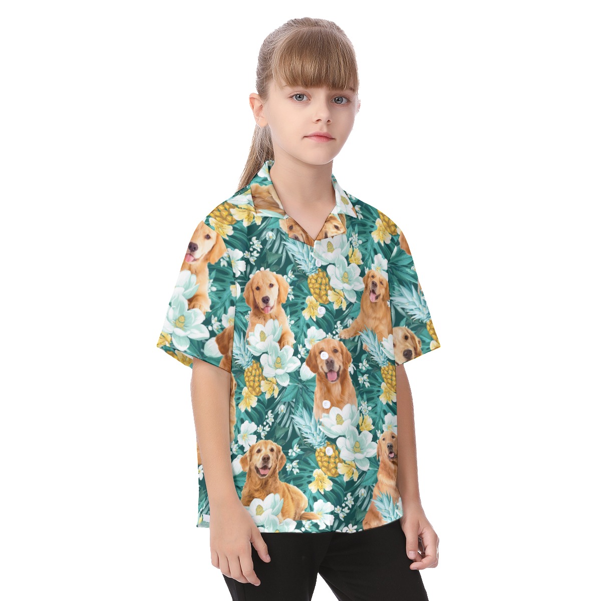 Golden Retriever Tropical Shirt For Kids