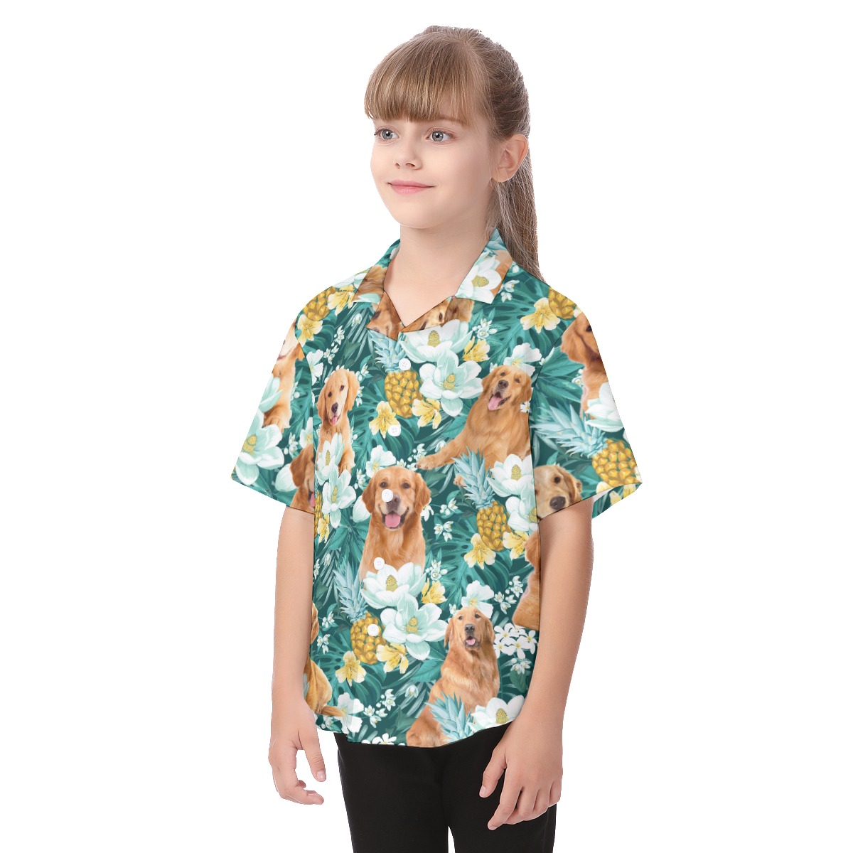 Golden Retriever Tropical Shirt For Kids