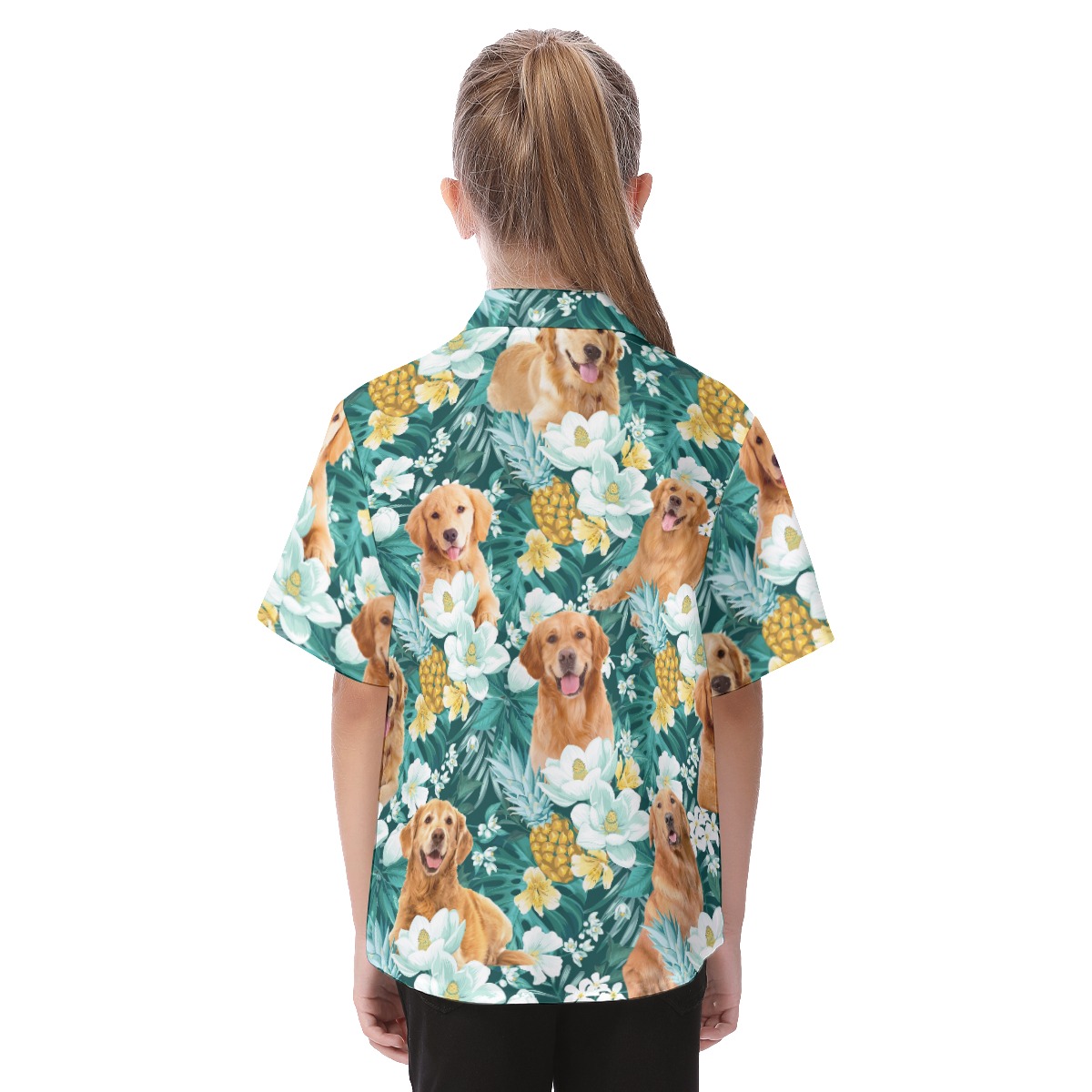 Golden Retriever Tropical Shirt For Kids