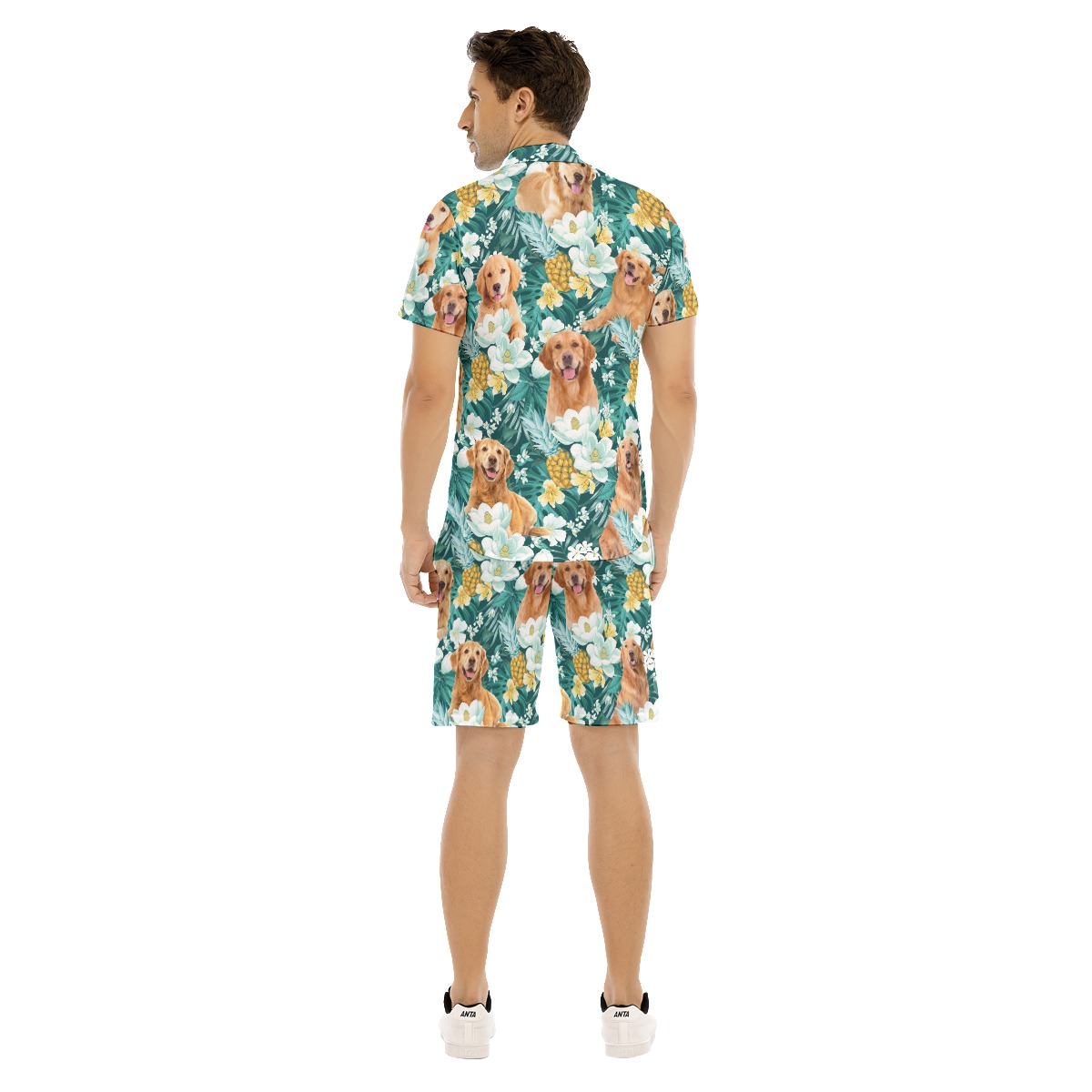 Floral Golden Retriever Hawaiian Shirt And Shorts