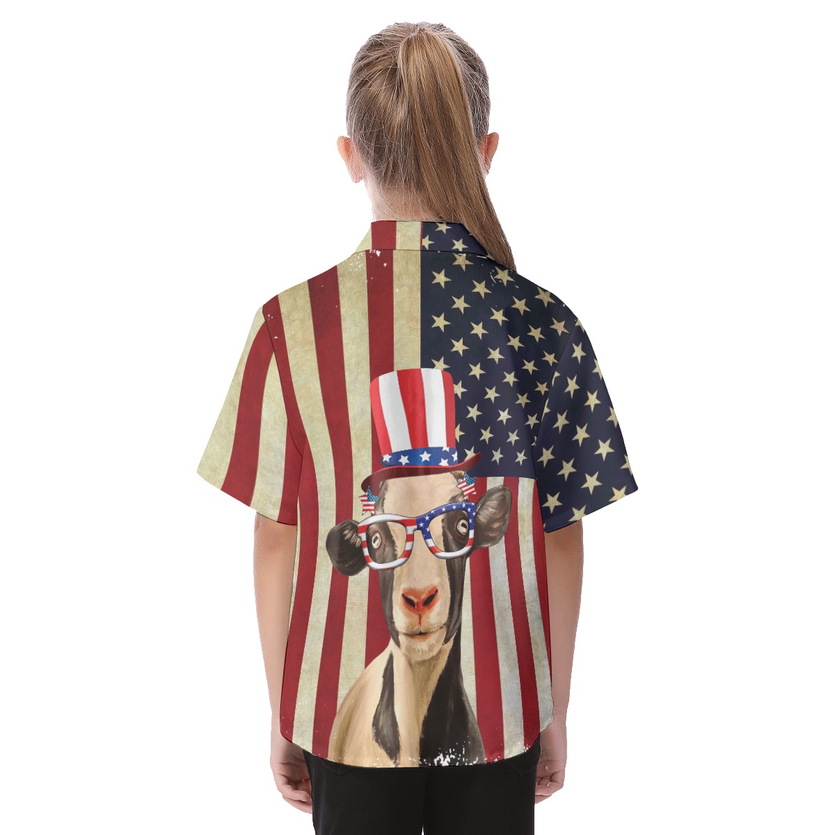 Goat 4th Of July Aloha Shirt For Kids