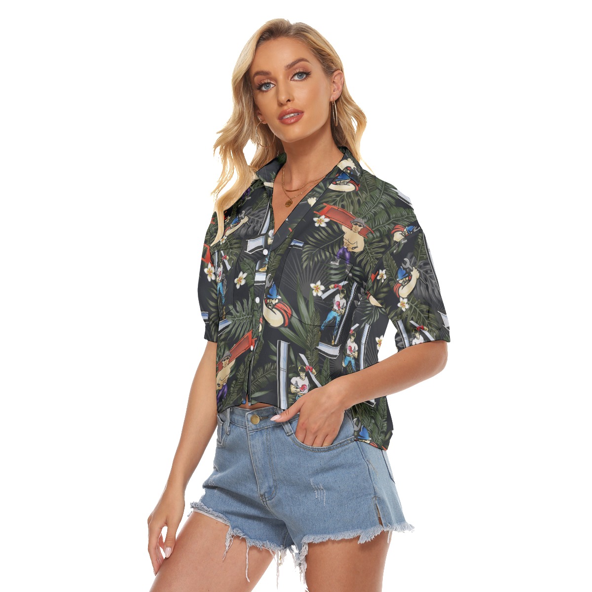 Ironworker Hawaiian Crop Top For Women
