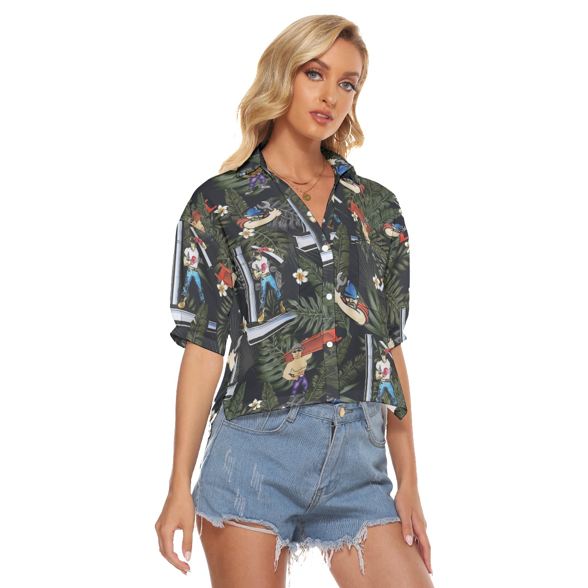 Ironworker Hawaiian Crop Top For Women