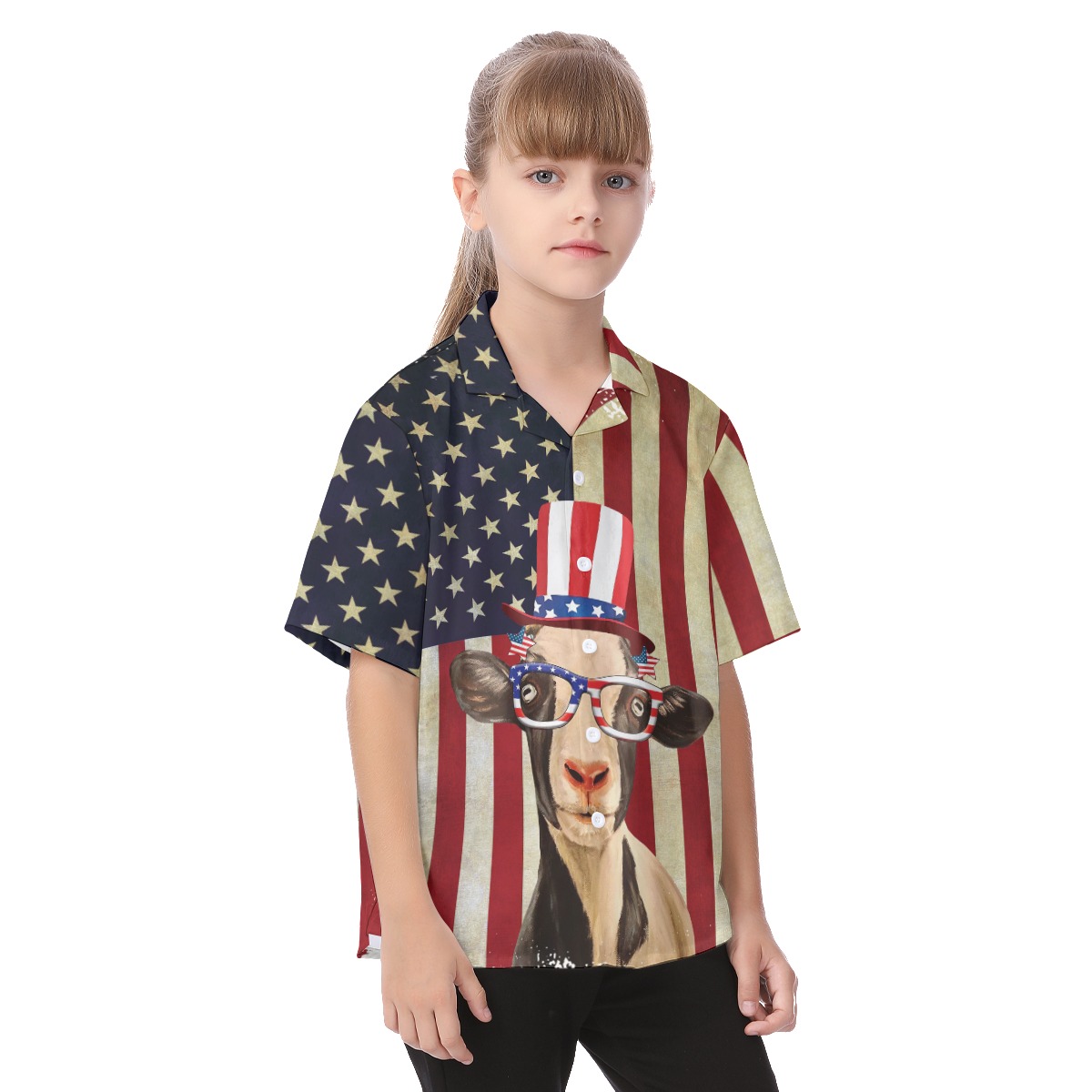 Goat 4th Of July Patriotic Hawaiian Shirt For Kids