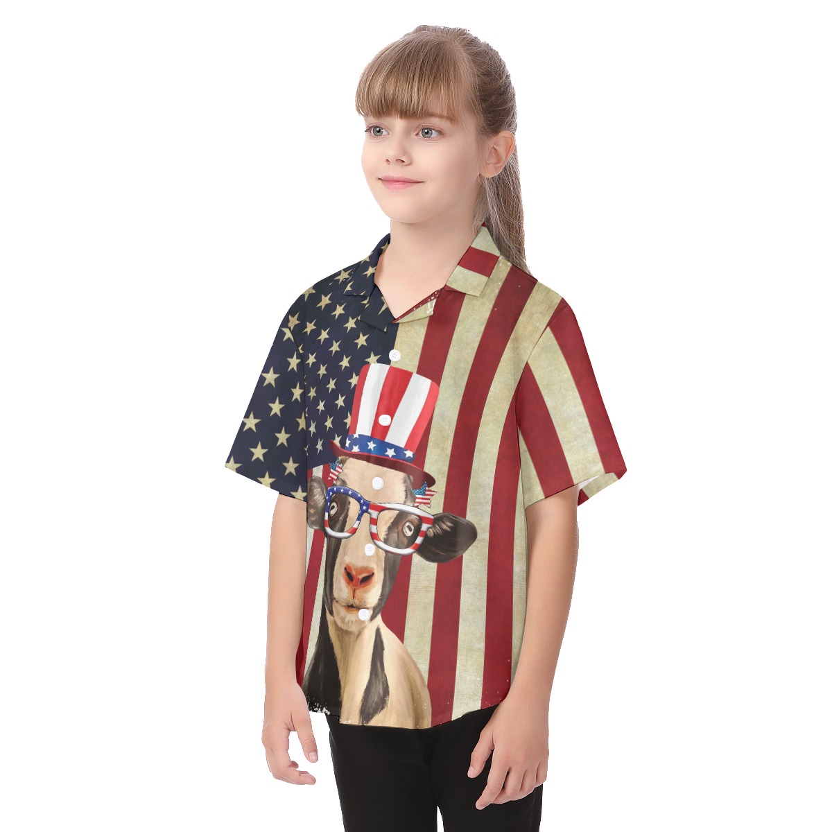 Goat 4th Of July Patriotic Hawaiian Shirt For Kids