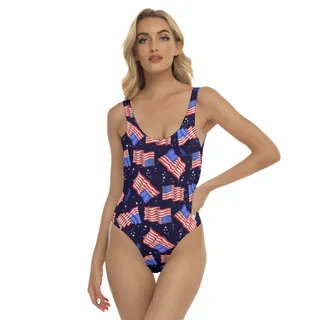 American Flag Black Swimsuit For Women