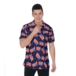 American Flag Black Men's Polo Shirt
