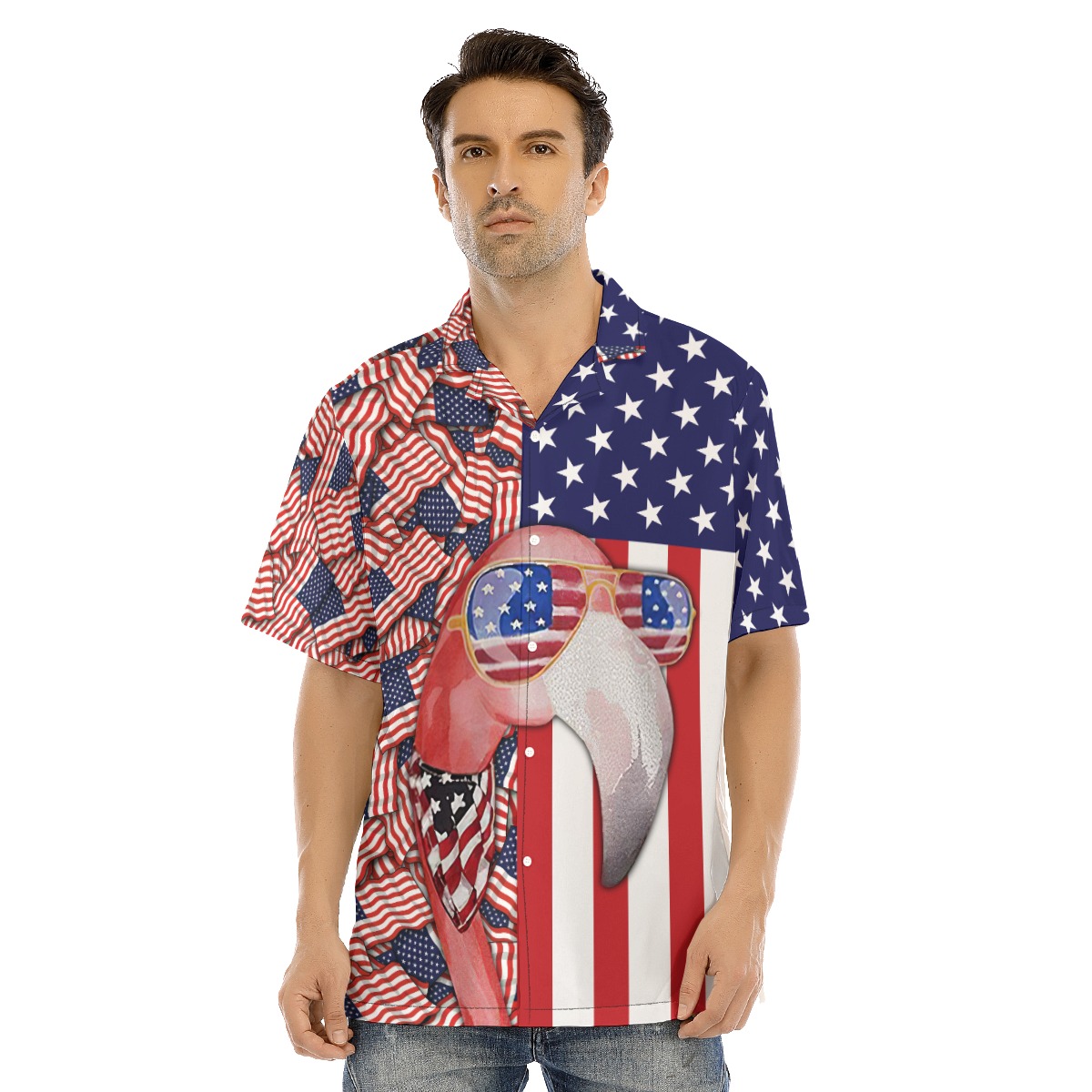 Flamingo 4th Of July American Flag Hawaiian Shirt - variant image 1