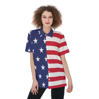American Flag Hawaiian Shirt For Women