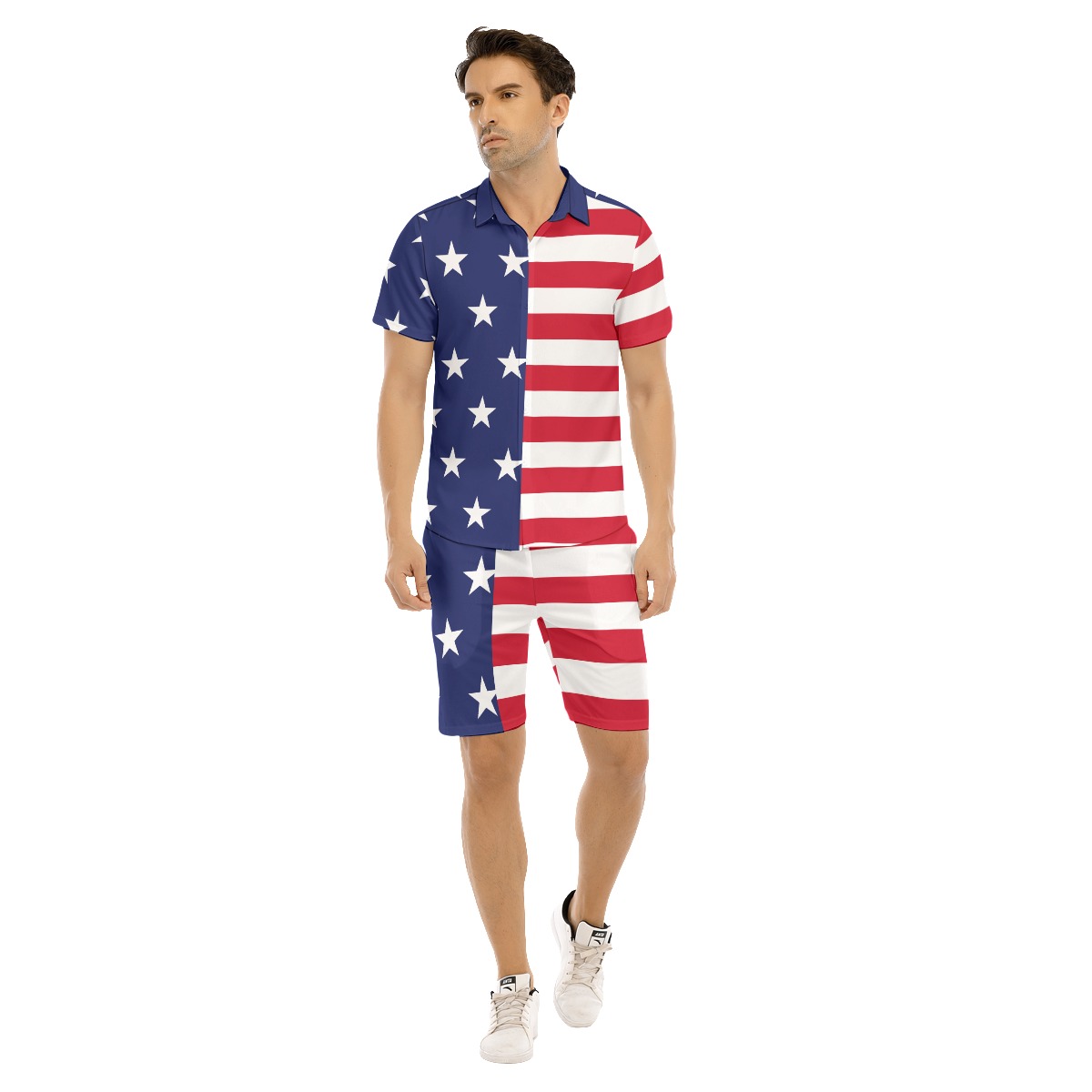 American Flag Matching Hawaiian Shirt And Shorts - variant image 1