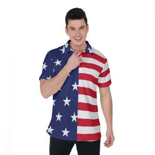 American Flag Blue Red And White Men's Polo Shirt