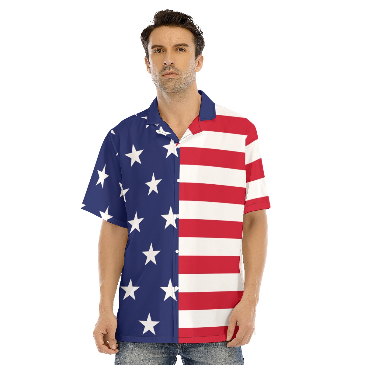 American Flag Hawaiian Button Up Shirt - variant image 1