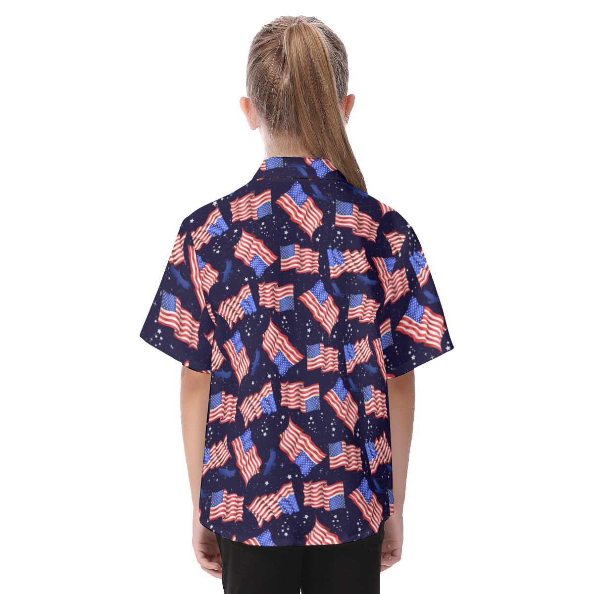 Happy Independent American Flag Kid's Hawaiian Shirt