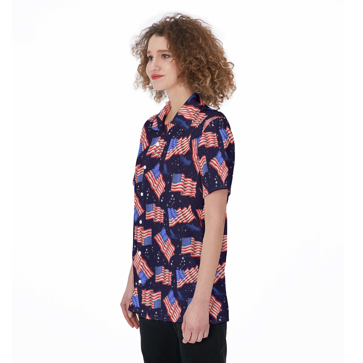 American Flag Hawaiian Shirt For Women's 4th Of July Outfit