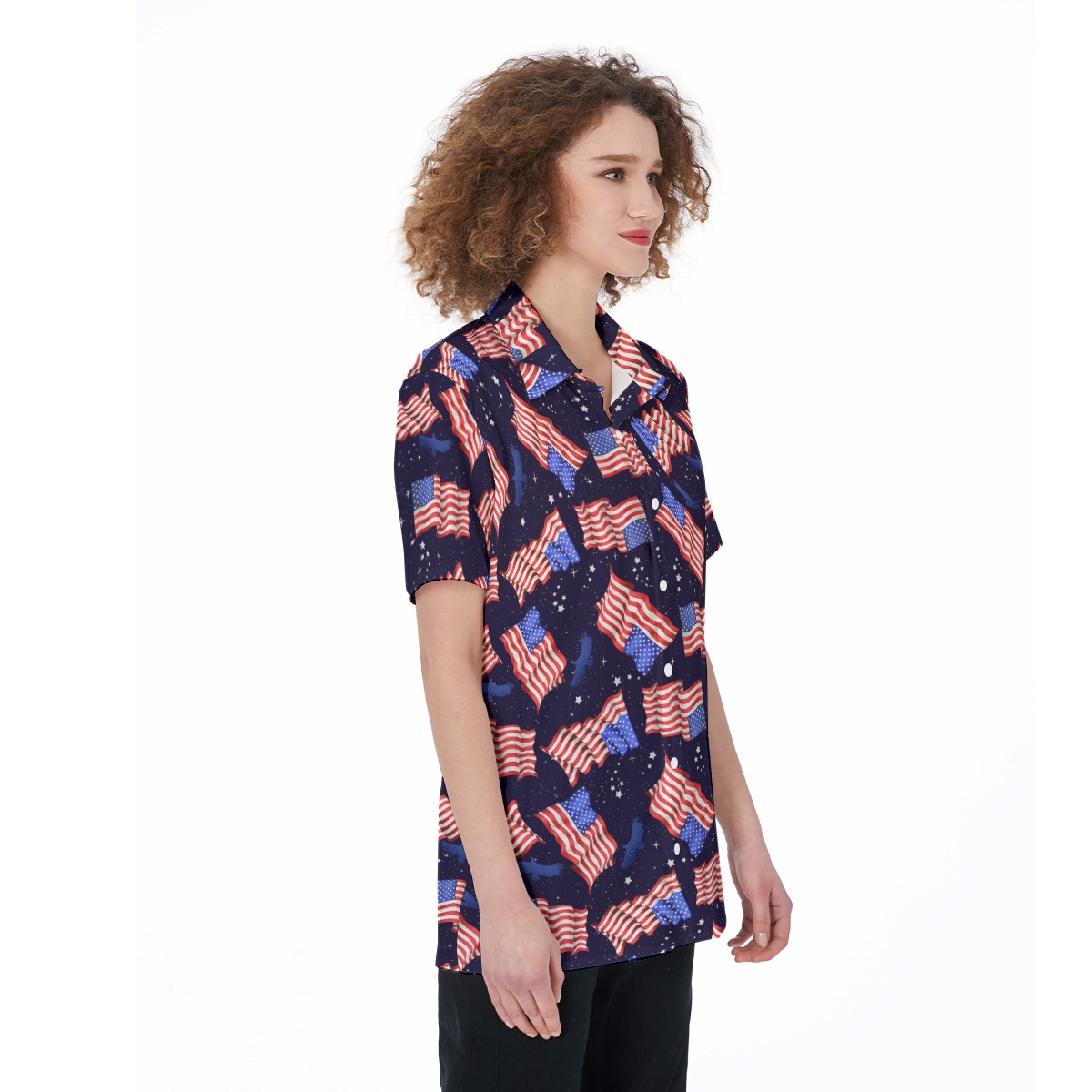American Flag Hawaiian Shirt For Women's 4th Of July Outfit