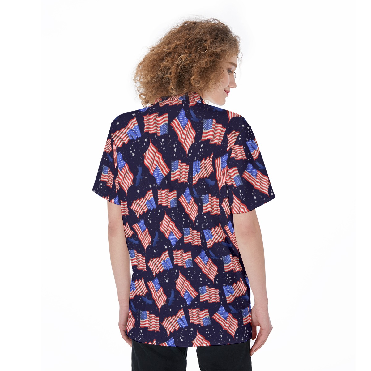 American Flag Hawaiian Shirt For Women's 4th Of July Outfit