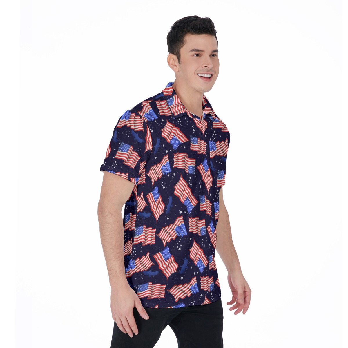 American Flag Black Men's Polo Shirt