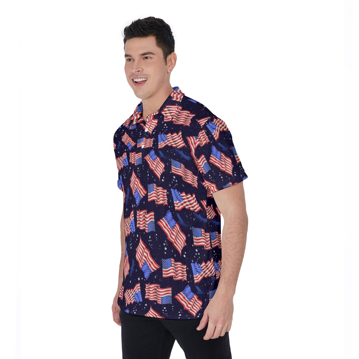 American Flag Black Men's Polo Shirt