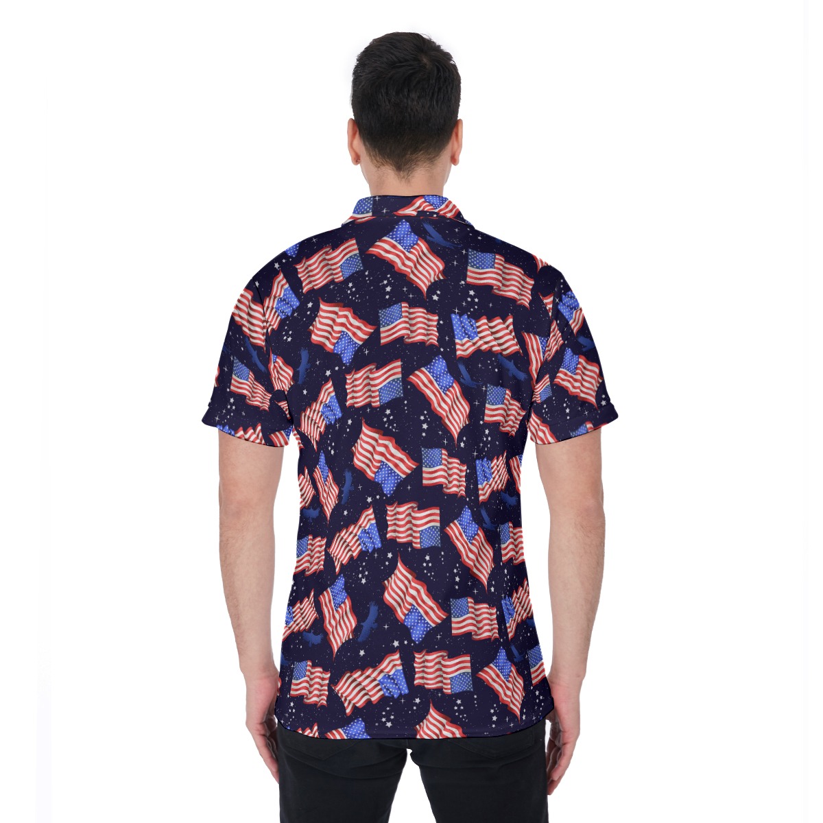 American Flag Black Men's Polo Shirt