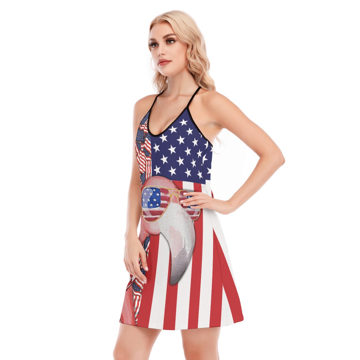 4th Of July Patriotic Flamingo Summer Dress For Women